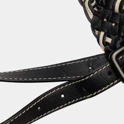 مملوكة مسبقًا حقيبة يد بوتيغا فينيتا ليدو كبيرة جلد انتريشياتو أبيض أسود