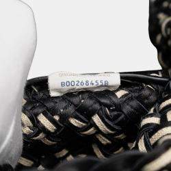 مملوكة مسبقًا حقيبة يد بوتيغا فينيتا ليدو كبيرة جلد انتريشياتو أبيض أسود