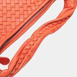 Pre Owned Bottega Veneta Orange Medium Nappa Intrecciato Belly Hobo