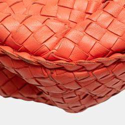 Pre Owned Bottega Veneta Orange Medium Nappa Intrecciato Belly Hobo