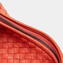 Pre Owned Bottega Veneta Orange Medium Nappa Intrecciato Belly Hobo