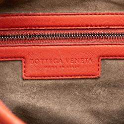 Pre Owned Bottega Veneta Orange Medium Nappa Intrecciato Belly Hobo