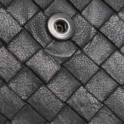 Pre Owned Bottega Veneta Black Intrecciato Leather French Wallet