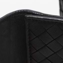 Pre Owned Bottega Veneta Black Intrecciato Leather French Wallet