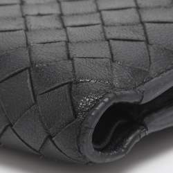 Pre Owned Bottega Veneta Black Intrecciato Leather French Wallet