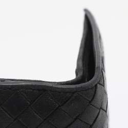 Pre Owned Bottega Veneta Black Intrecciato Leather French Wallet