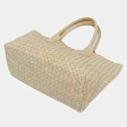 مملوكة مسبقًا Bottega Veneta Intrecciato Cabas PM Leather Tote Bag Cream