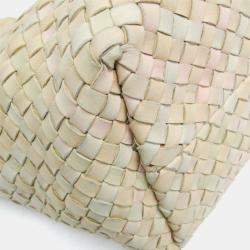 مملوكة مسبقًا Bottega Veneta Intrecciato Cabas PM Leather Tote Bag Cream