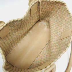 مملوكة مسبقًا Bottega Veneta Intrecciato Cabas PM Leather Tote Bag Cream