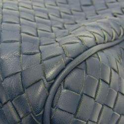مملوكة مسبقًا Bottega Veneta Intrecciato Small Boston Bag Leather Shoulder Bag Blue
