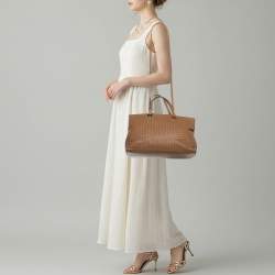 Pre Owned Bottega Veneta Brick Brown Intrecciato Leather Tote