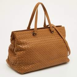 Pre Owned Bottega Veneta Brick Brown Intrecciato Leather Tote