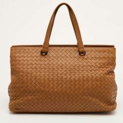 Pre Owned Bottega Veneta Brick Brown Intrecciato Leather Tote