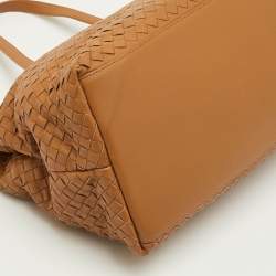 Pre Owned Bottega Veneta Brick Brown Intrecciato Leather Tote
