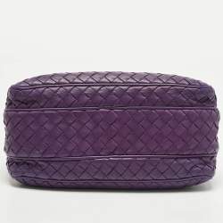 مملوكة مسبقًا Bottega Veneta Pocket Purple Intrecciato Leather Camera Crossbody Bag
