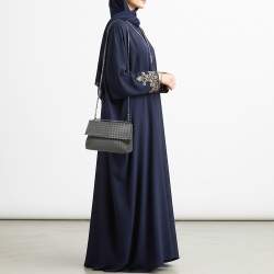 Pre Owned Bottega Veneta Olimpia Small Grey Intrecciato Leather Shoulder Bag