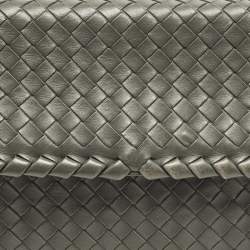 Pre Owned Bottega Veneta Olimpia Small Grey Intrecciato Leather Shoulder Bag