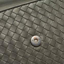 Pre Owned Bottega Veneta Olimpia Small Grey Intrecciato Leather Shoulder Bag