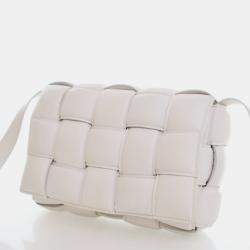 Pre Owned Bottega Veneta White Lambskin Padded Cassette