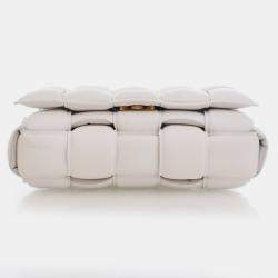 Pre Owned Bottega Veneta White Lambskin Padded Cassette