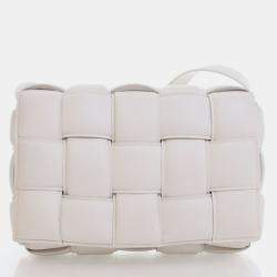 Pre Owned Bottega Veneta White Lambskin Padded Cassette