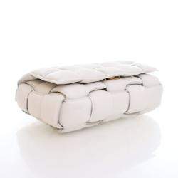 Pre Owned Bottega Veneta White Lambskin Padded Cassette