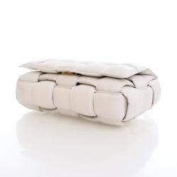 Pre Owned Bottega Veneta White Lambskin Padded Cassette