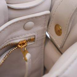 Pre Owned Bottega Veneta White Lambskin Padded Cassette