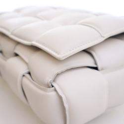 Pre Owned Bottega Veneta White Lambskin Padded Cassette