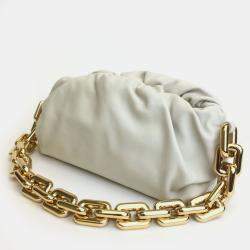 Pre Owned Bottega Veneta Beige Calf Chain Pouch