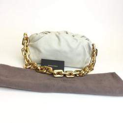 Pre Owned Bottega Veneta Beige Calf Chain Pouch