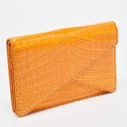 مملوكة مسبقًا حقيبة كلاتش بوتيغا فينيتا برتقالية بيانو جلد تمساح