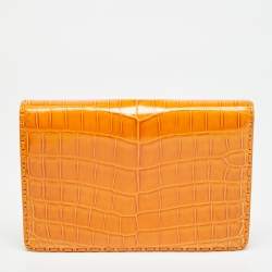 مملوكة مسبقًا حقيبة كلاتش بوتيغا فينيتا برتقالية بيانو جلد تمساح