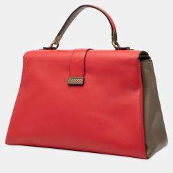 مملوكة مسبقًا Bottega Veneta Red Medium Tricolor Nappa Piazza Top Handle Satchel
