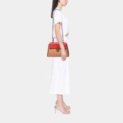 مملوكة مسبقًا Bottega Veneta Red Medium Tricolor Nappa Piazza Top Handle Satchel
