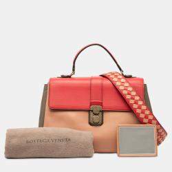 مملوكة مسبقًا Bottega Veneta Red Medium Tricolor Nappa Piazza Top Handle Satchel