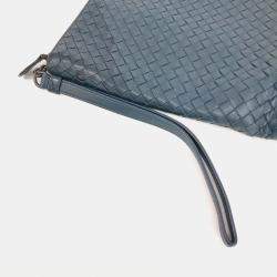 Pre Owned حقيبة كلتش بوتيغا فينيتا جلد أزرق مشبك