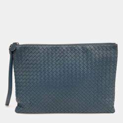 مملوكة مسبقًا Bottega Veneta Blue Leather mesh clutch