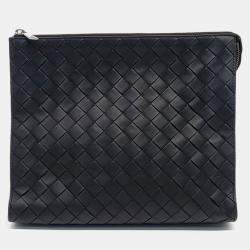 مملوكة مسبقًا Bottega Veneta Black Leather Mesh Clutch