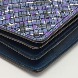 Pre Owned حقيبة كلتش بوتيغا فينيتا جلد بنفسجي/أزرق إنترشياتو بقلاب