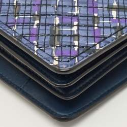 Pre Owned حقيبة كلتش بوتيغا فينيتا جلد بنفسجي/أزرق إنترشياتو بقلاب