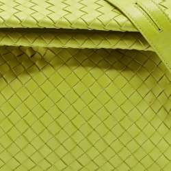 Pre Owned Bottega Veneta BV Fold Intrecciato Green Leather Shoulder Bag