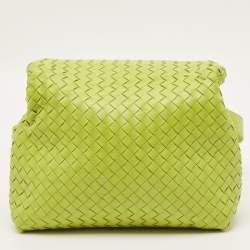 Pre Owned Bottega Veneta BV Fold Intrecciato Green Leather Shoulder Bag