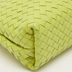 Pre Owned Bottega Veneta BV Fold Intrecciato Green Leather Shoulder Bag