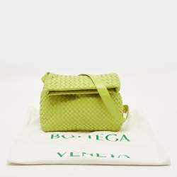 Pre Owned Bottega Veneta BV Fold Intrecciato Green Leather Shoulder Bag