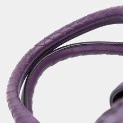 Pre Owned حقيبة يد بوتيغا فينيتا روما متوسطة نابا أنترشياتو أرجوانية مخيطة