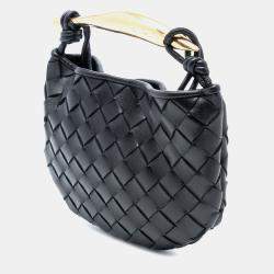 مملوكة مسبقًا Bottega Veneta Black Baby Lambskin Intrecciato Sardine