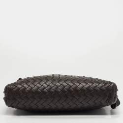 Pre Owned Bottega Veneta Nodini Dark Brown Intrecciato Leather Crossbody Bag
