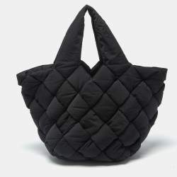 مملوكة مسبقًا Bottega Veneta Cassette Padded Black Intrecciato Nylon Tote