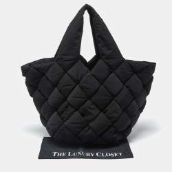 مملوكة مسبقًا Bottega Veneta Cassette Padded Black Intrecciato Nylon Tote